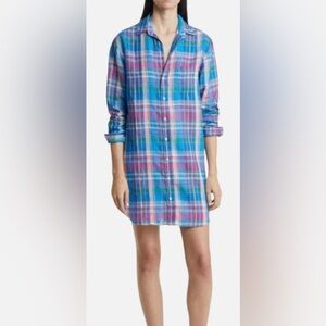 Frank & Eileen Multicolor Plaid Dress-Mary-100%Linen-Size M